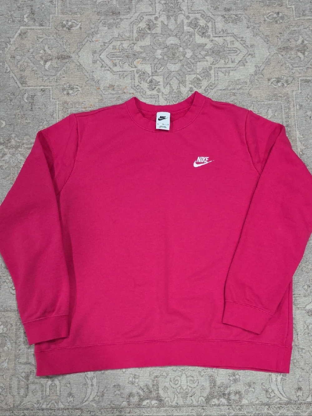 Nike Women's Crewneck Sweatshirt in Hot Pink with White Logo